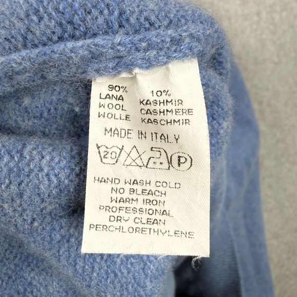 Monsieur Balmain Sweater Mens 52 Blue Wool Cashmere Quarter Zip Made in Italy - Picture 9 of 12